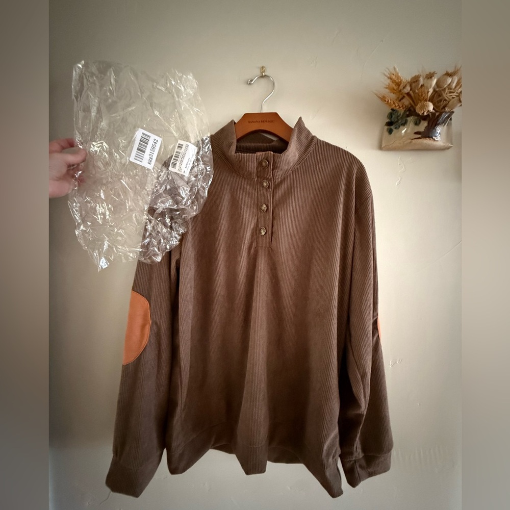 Brand new Brown Corduroy Pullover with Elbow Patches